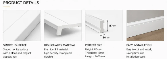 Premium PS Skirting Board For Clean Interior Finishes factory