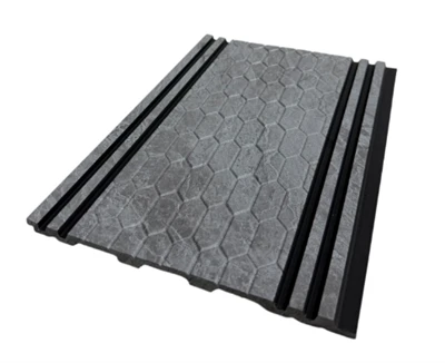 Modern szürke kő textúrájú PS fali panel geometriai felülettel